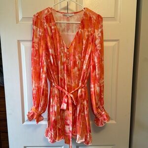 Ruffle, flowy long sleeve mini dress